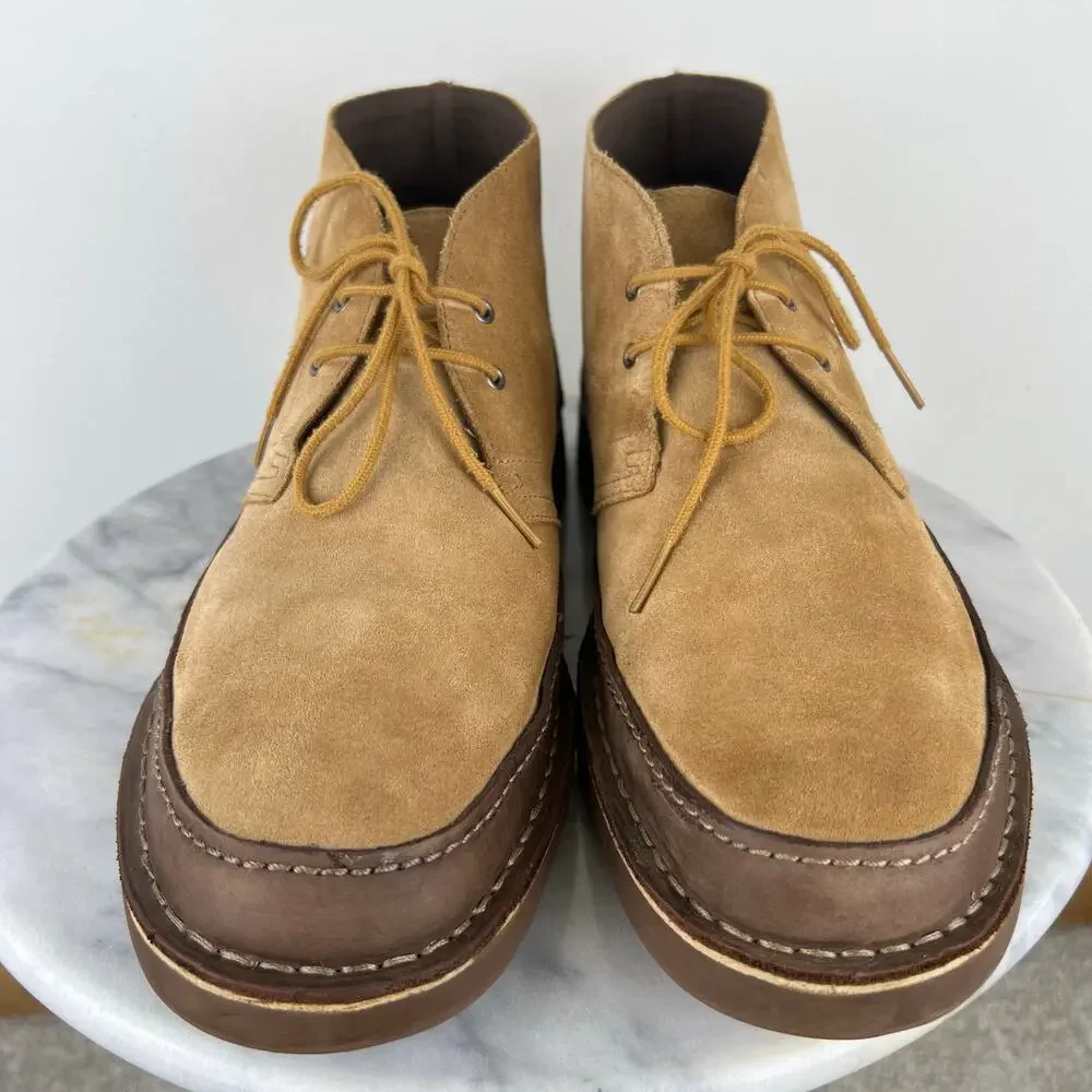 Clarks Men's Bushacre Rand Tan Suede Leather Laced Chukka Boots (Sz 13)